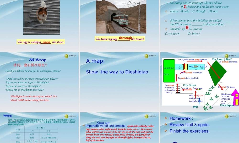 牛津译林初中英语七下Unit 3 Welcome to Sunshine Town Revision课件 .ppt