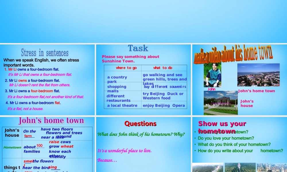 牛津译林初中英语七下Unit 3 Welcome to Sunshine Town study skiils task课件 .ppt