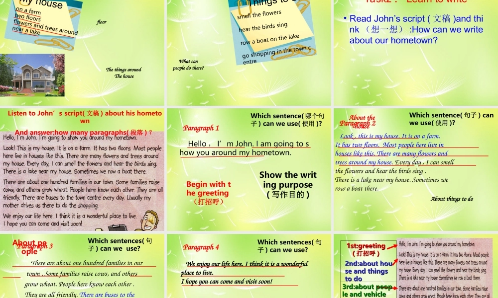 牛津译林初中英语七下Unit 3 Welcome to Sunshine Town task》课件 .ppt