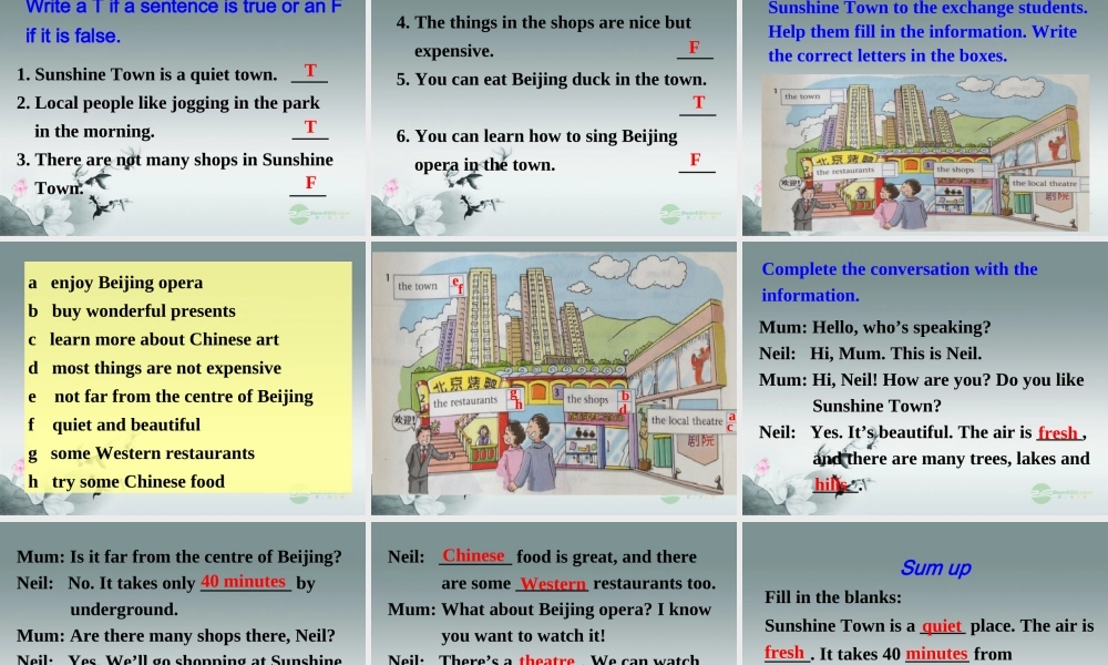 牛津译林初中英语七下Unit 3 Welcome to Sunshine Town》Reading 1课件 .ppt