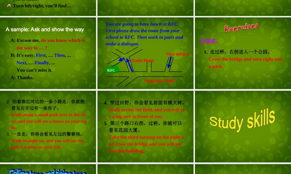 牛津译林初中英语七下Unit 4 Finding your way Speak up & Study skills课件 .ppt