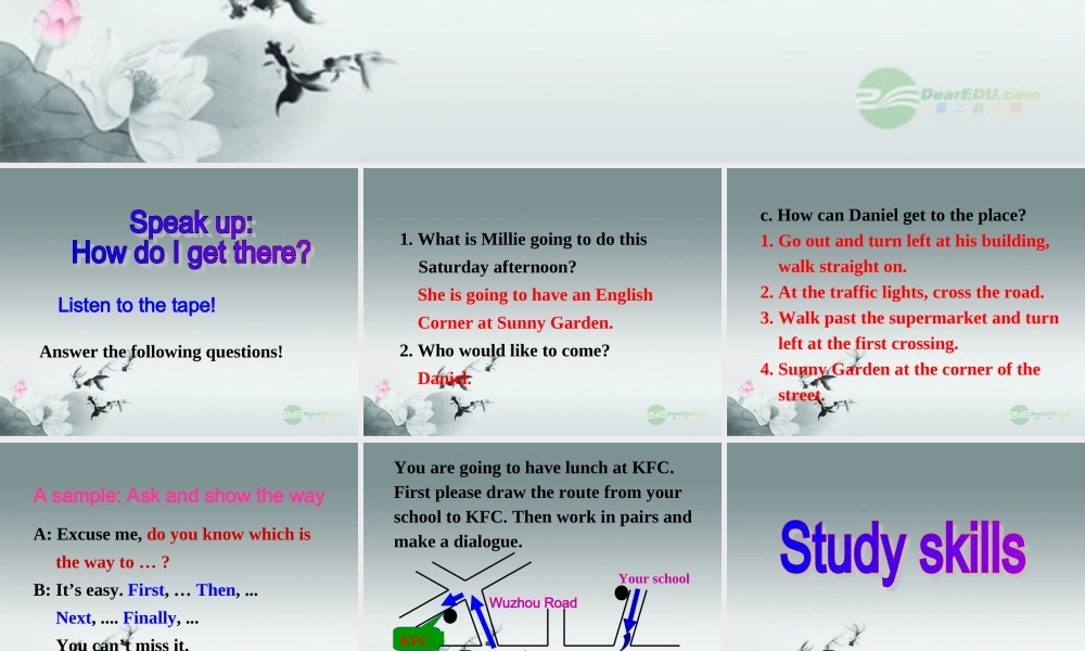 牛津译林初中英语七下Unit 4 Finding your way》Speak up & Study skills课件 .ppt