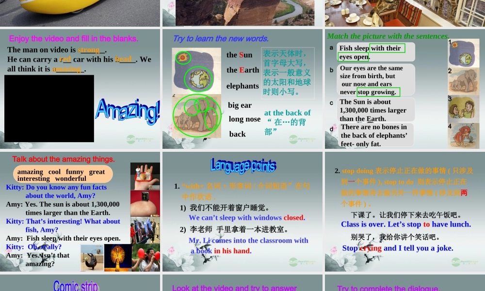 牛津译林初中英语七下Unit 5 Amazing things》Welcome to the unit课件 .ppt