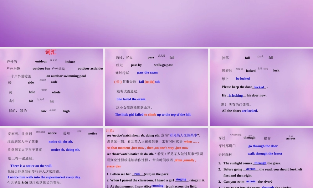 牛津译林初中英语七下Unit 6 Outdoor fun revision课件 .ppt