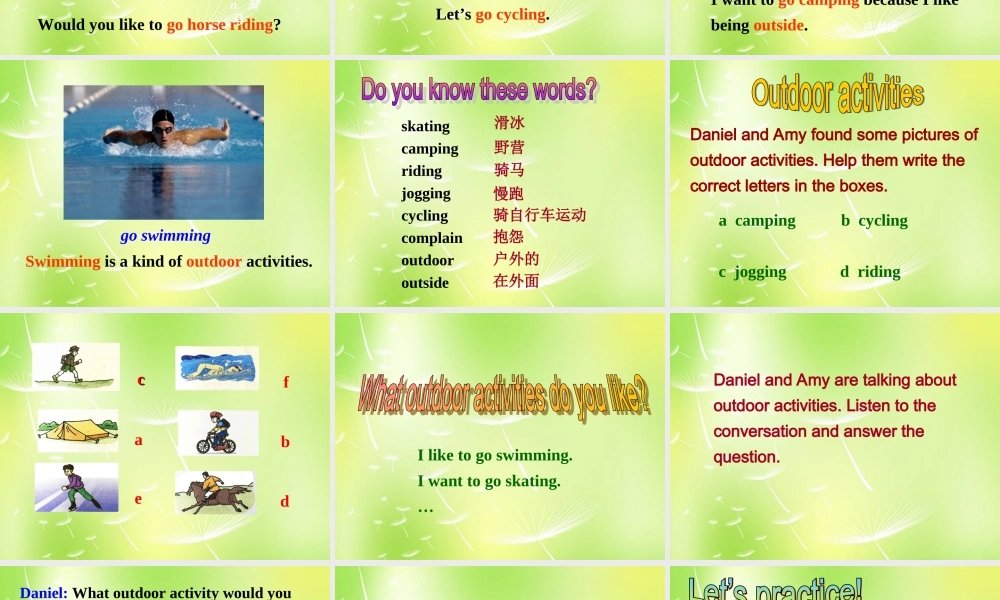 牛津译林初中英语七下Unit 6 Outdoor fun Welcome to the unit》课件 .ppt