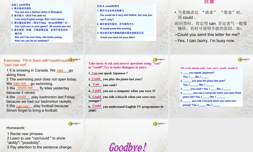 牛津译林初中英语七下Unit 7 Abilities GrammarI课件 .ppt