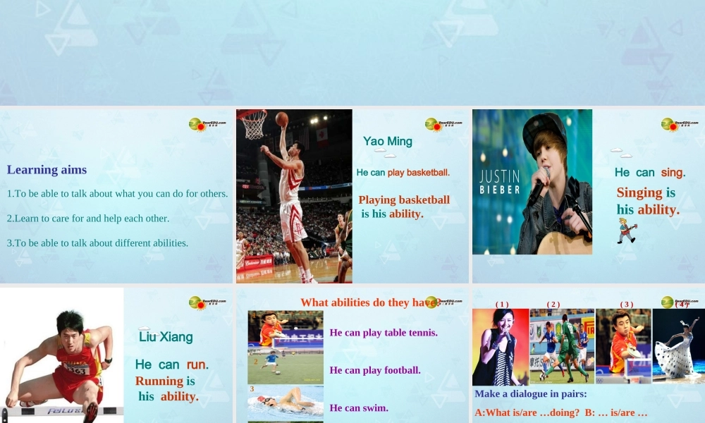 牛津译林初中英语七下Unit 7 Abilities Welcome课件 .ppt