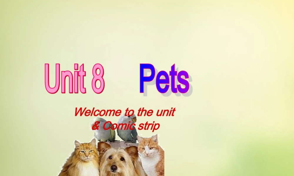 牛津译林初中英语七下Unit 8 Pets Welcome to the Unit & comic strip课件1 .ppt