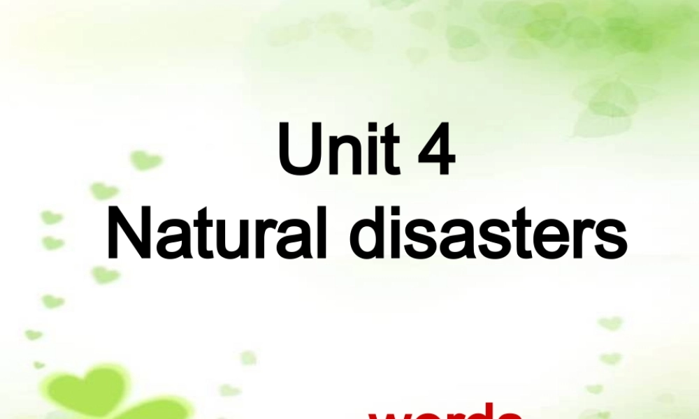 深圳市初中英语九年级级下Unit4 Natural disasters教学课件 words.ppt.ppt