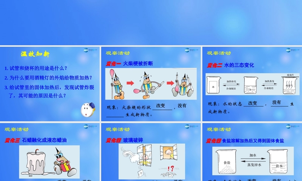 粤教初中化学九上《1.3 物质的变化》PPT课件 (1).ppt