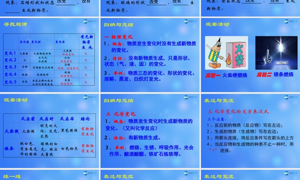 粤教初中化学九上《1.3 物质的变化》PPT课件 (1).ppt