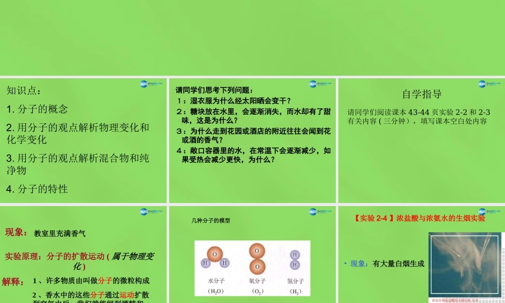 粤教初中化学九上《2.2 构成物质的微粒（Ⅰ）—分子》PPT课件 (1).ppt