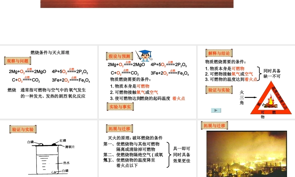 粤教初中化学九上《3.3 燃烧条件与灭火原理》PPT课件 (5).ppt