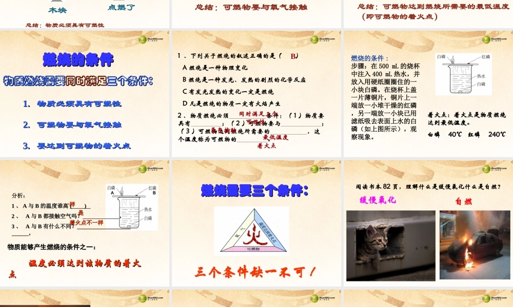 粤教初中化学九上《3.3 燃烧条件与灭火原理》PPT课件 (10).ppt