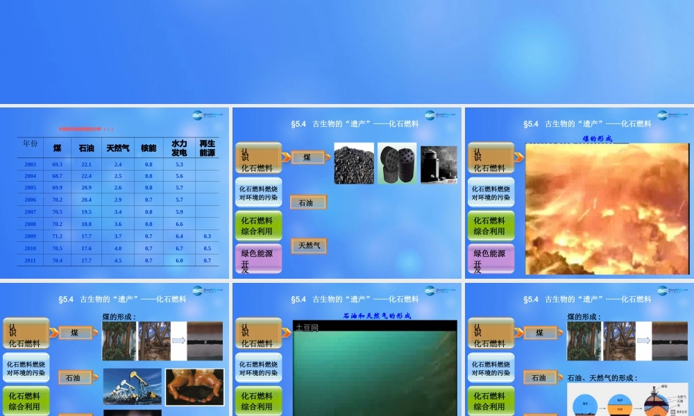 粤教初中化学九上《5.4 古生物的“遗产”—化石燃料》PPT课件 (2).ppt