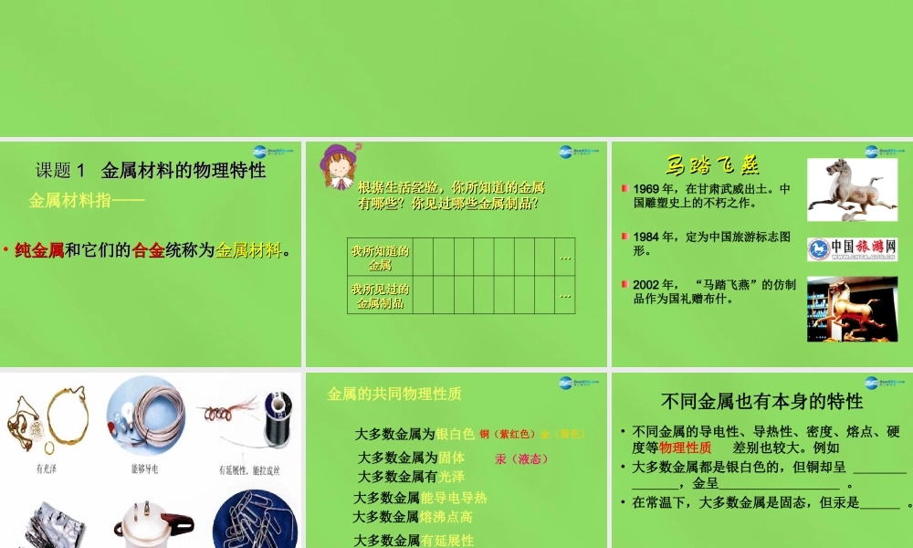 粤教初中化学九下《6.1 金属材料的物理特性》PPT课件 (3).ppt