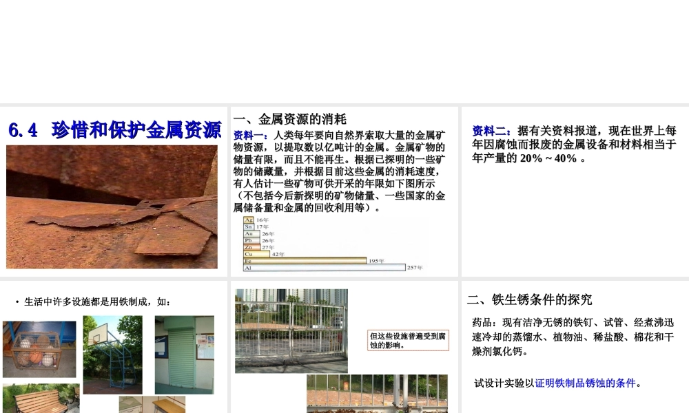 粤教初中化学九下《6.4 珍惜和保护金属资源》PPT课件 (1).ppt