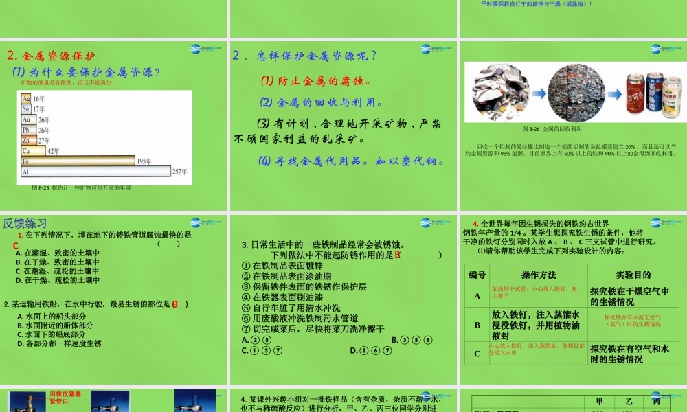 粤教初中化学九下《6.4 珍惜和保护金属资源》PPT课件 (10).ppt