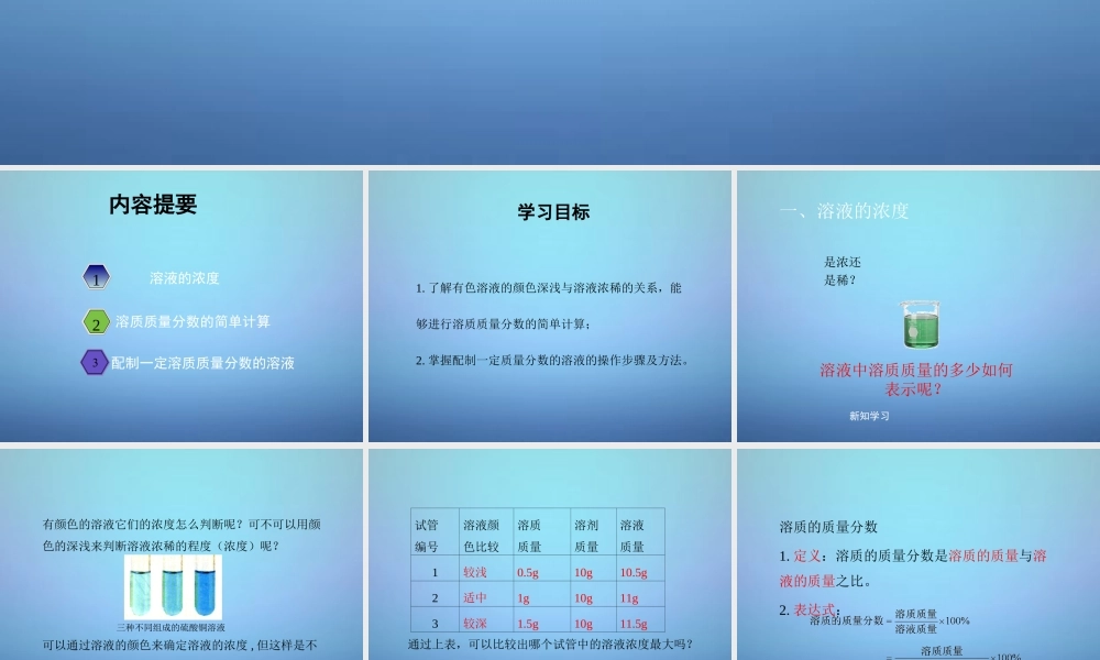 粤教初中化学九下《7.3 溶液浓稀的表示》PPT课件 (10).ppt