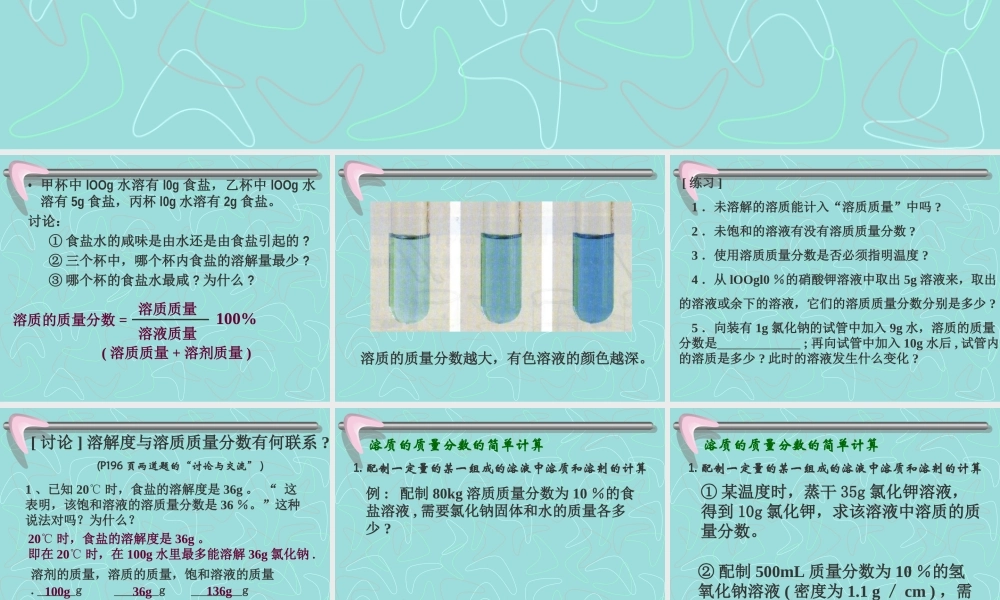 粤教初中化学九下《7.3 溶液浓稀的表示》PPT课件 (5).ppt