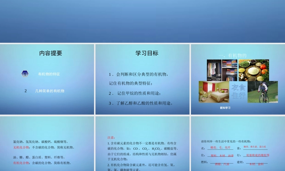 粤教初中化学九下《9.1 有机物的常识》PPT课件 (2).ppt