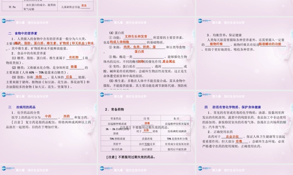 粤教初中化学九下《9.4 化学物质与健康》PPT课件 (1).ppt