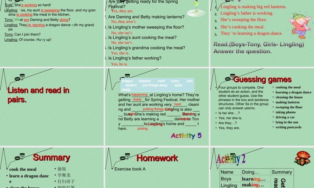 浙江省海宁市丁桥镇初级中学七年级英语上册 Module 10 Unit 1 Are you getting ready for Spring Festival课件 （新版）外研版.ppt