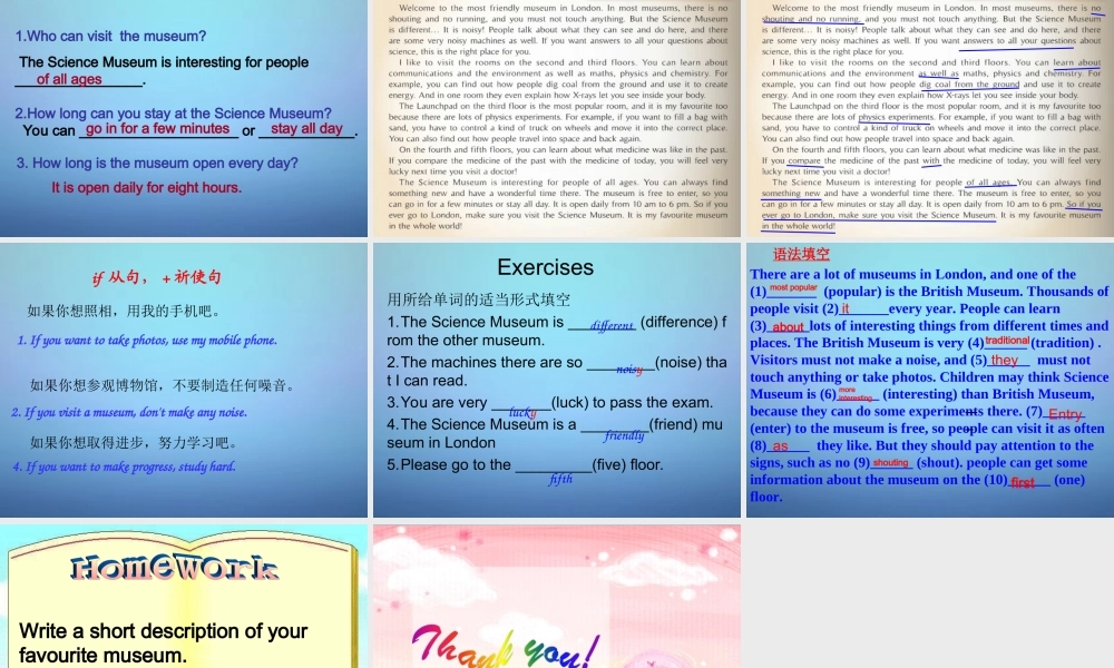 浙江省金华市第十六中学九年级英语上册 Module 5 Unit 2 If you ever go to London, make sure you visit the Science Museum课件.ppt