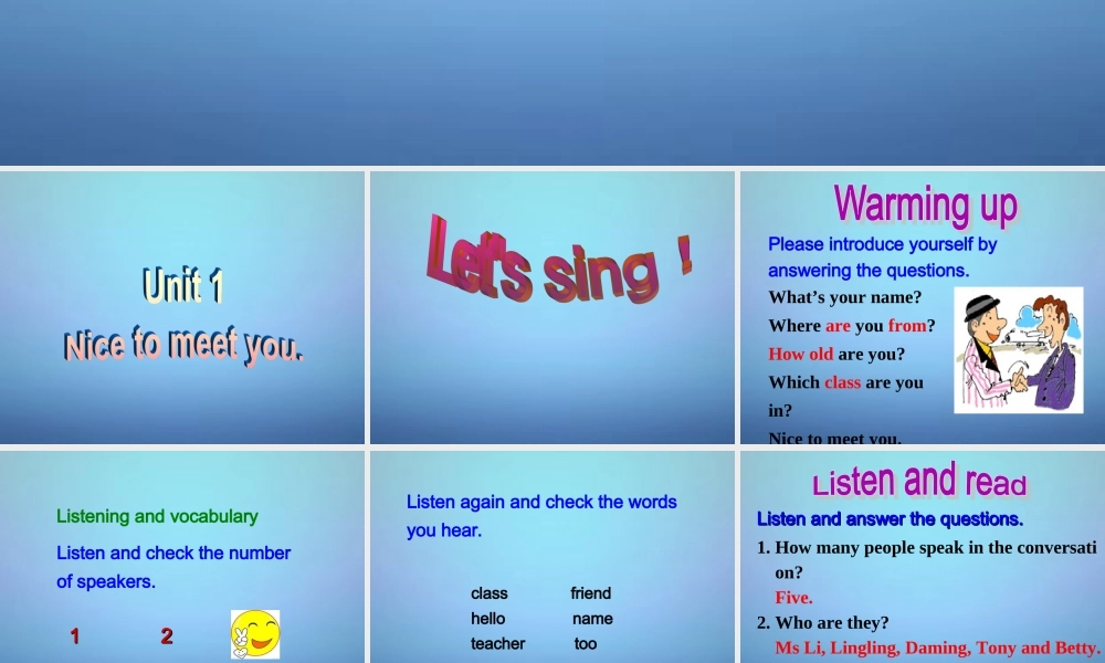 浙江省平阳县昆阳镇第二中学七年级英语上册《Module 1 Unit 1 Nice to meet you》课件 （新版）外研版.ppt