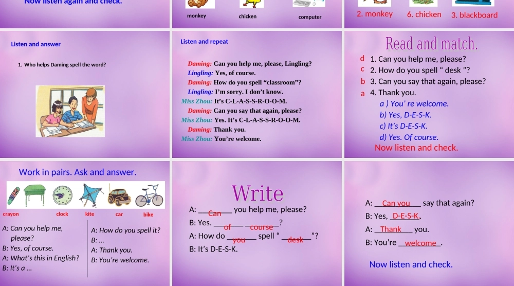 浙江省平阳县昆阳镇第二中学七年级英语上册 Starter Module 3 Unit 2 Can you help me,please课件 （新版）外研版.ppt