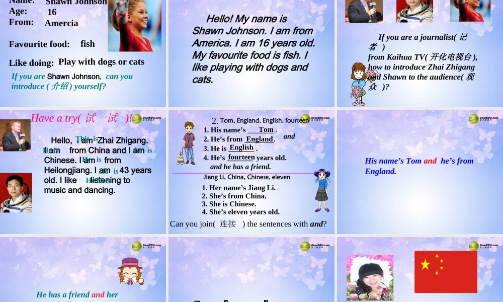 浙江省衢州市开化县池淮镇初级中学七年级英语上册 Module 1 My classmates Unit 2 I’m Wang Lingling and I’m thirteen years old课件 （新版）外研版.ppt