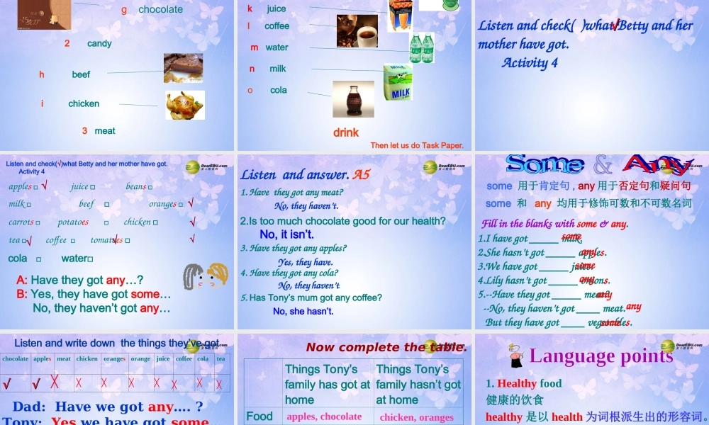 浙江省衢州市开化县池淮镇初级中学七年级英语上册 Module 4 Healthy food Unit 1 We’ve got lots of apples课件 （新版）外研版.ppt