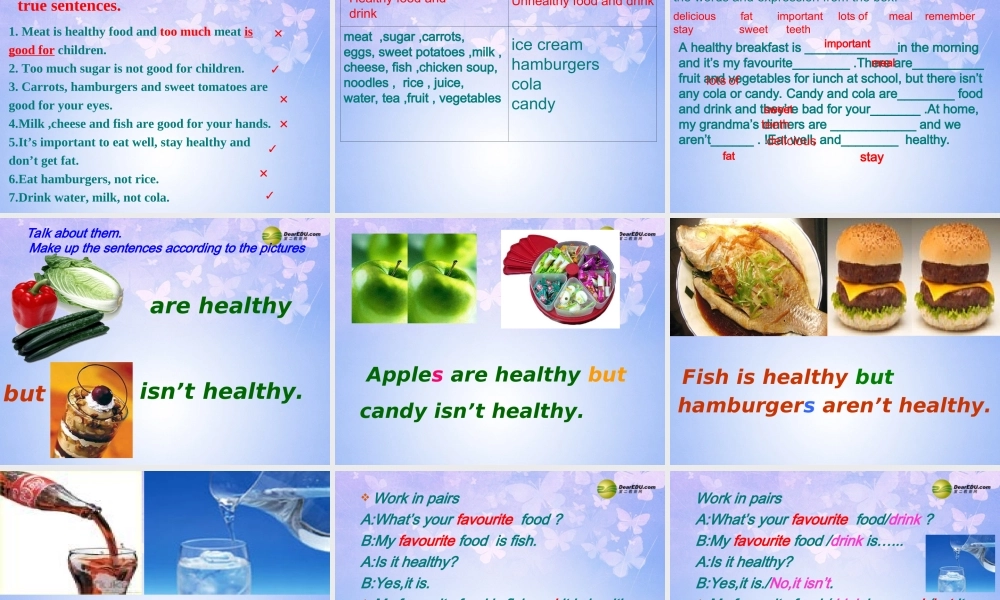 浙江省衢州市开化县池淮镇初级中学七年级英语上册 Module 4 Healthy food Unit 2 Is your food and drink healthy？课件 （新版）外研版.ppt