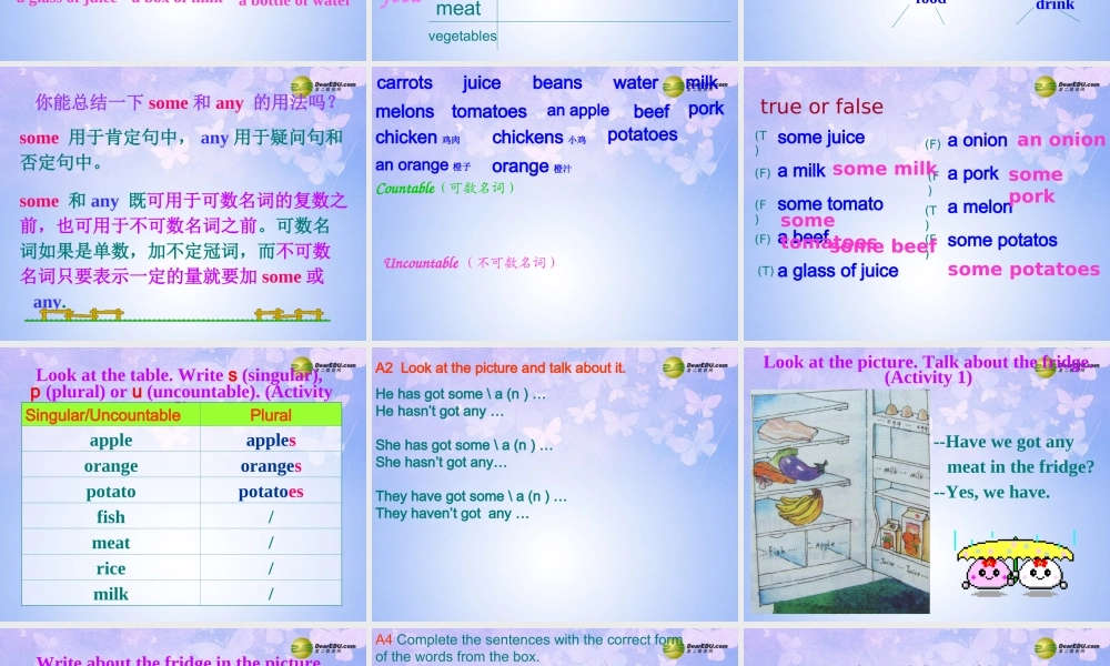 浙江省衢州市开化县池淮镇初级中学七年级英语上册 Module 4 Healthy food Unit 3 Language in use课件 （新版）外研版.ppt