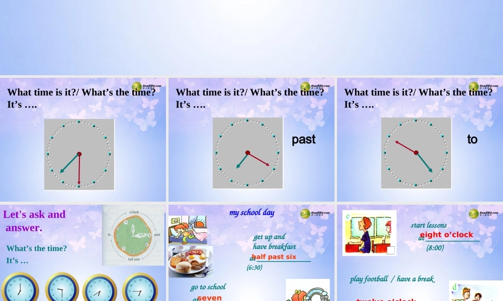 浙江省衢州市开化县池淮镇初级中学七年级英语上册 Module 5 My school day Unit 2 We start work at nine o’clock课件 （新版）外研版.ppt