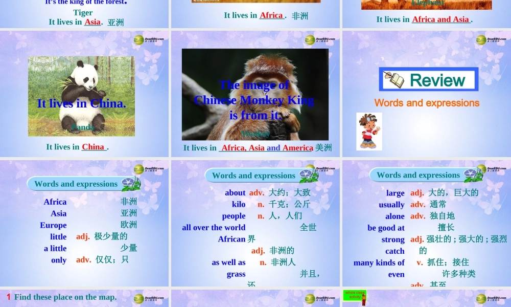 浙江省衢州市开化县池淮镇初级中学七年级英语上册 Module 6 A trip to the zoo Unit 2 The tiger lives in Asia？课件 （新版）外研版.ppt