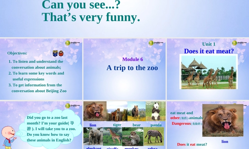 浙江省衢州市开化县池淮镇初级中学七年级英语上册 Module 6 A trip to the zoo Unit 1 Does it eat meat？课件 （新版）外研版.ppt