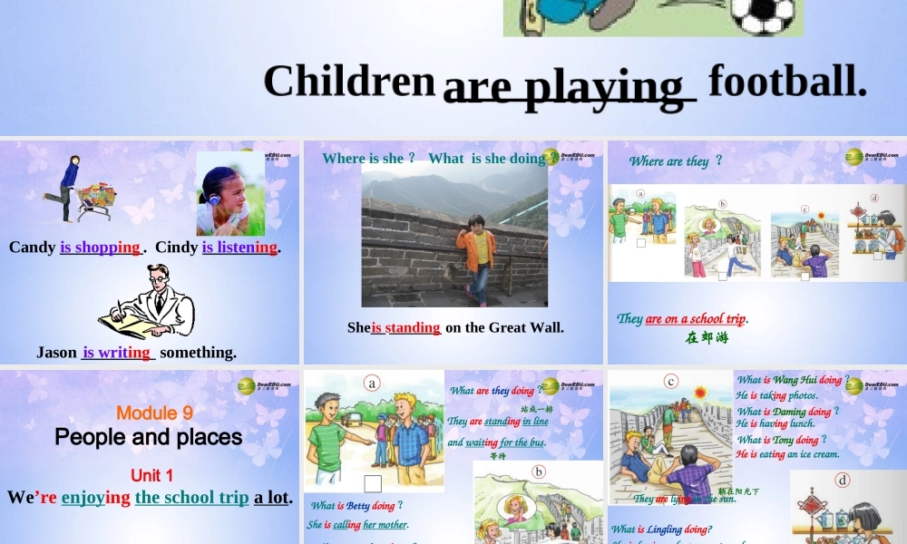 浙江省衢州市开化县池淮镇初级中学七年级英语上册 Module 9 People and places Unit 1 We’re enjoying the school trip a lot课件 （新版）外研版.ppt