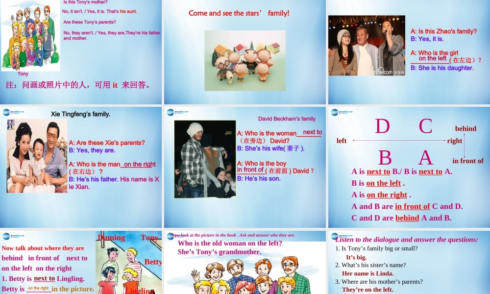 浙江省温州市第十二中学七年级英语上册 Module 2 My family Unit 1 Is this your mum课件 （新版）外研版.ppt