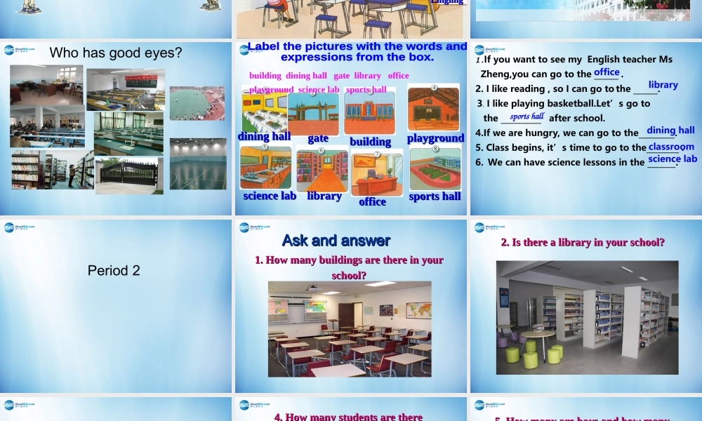 浙江省温州市第十二中学七年级英语上册 Module 3 My school Unit 2 The library is on the left of the playground课件 （新版）外研版.ppt