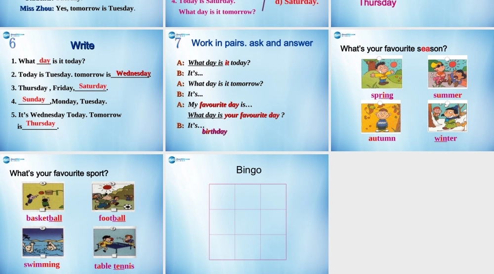 浙江省温州市第十二中学七年级英语上册 Starter Module 4 My everyday life Unit 1 What day is it today课件 （新版）外研版.ppt