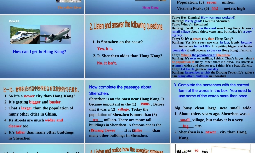 浙江省温州市平阳县昆阳镇第二中学八年级英语上册 Module 2 Unit 1 It's taller than many other buildings课件 .ppt