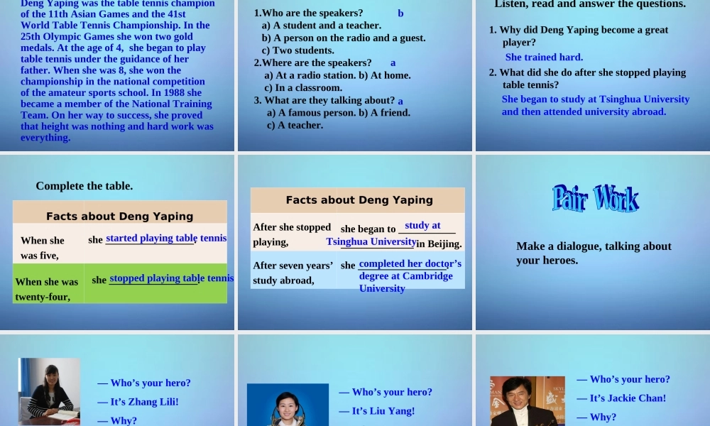 浙江省温州市泰顺县新浦中学九年级英语上册 Module 3 Unit 1 She trained hard,so she became a great player later课件.ppt