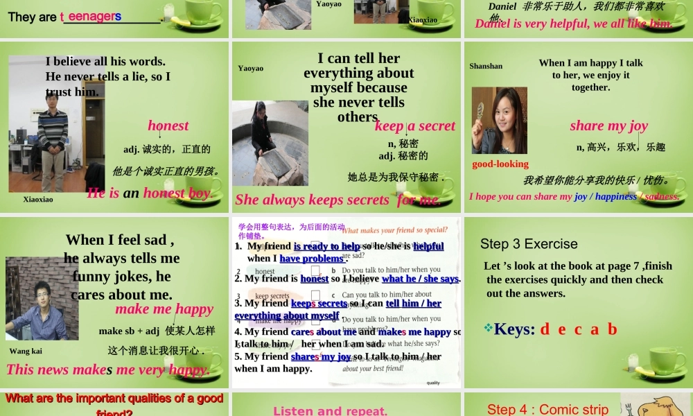 浙江师范大学附属中学八年级英语上册 Unit 1 Friends comic strip课件1.ppt