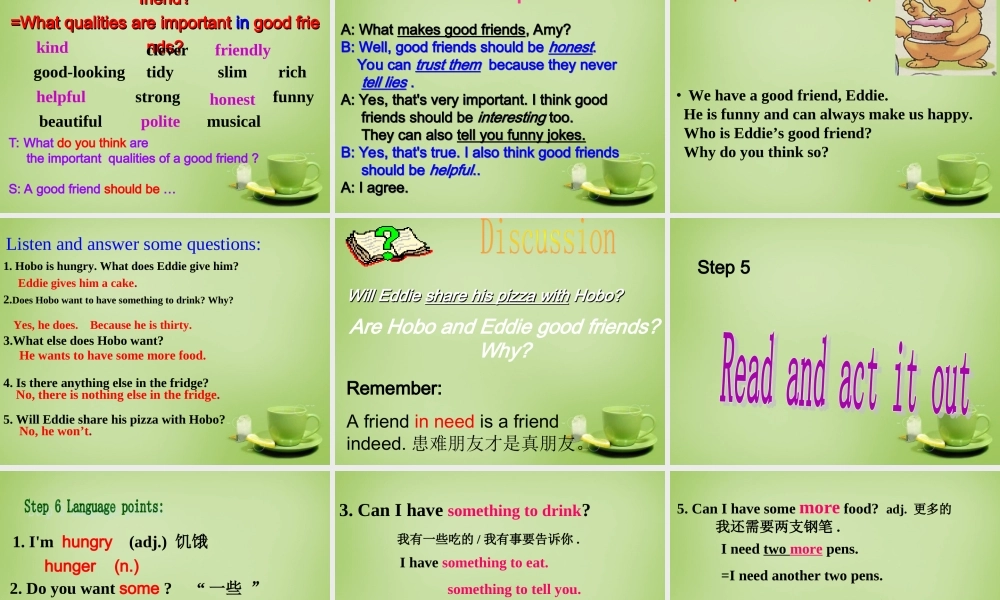 浙江师范大学附属中学八年级英语上册 Unit 1 Friends comic strip课件1.ppt