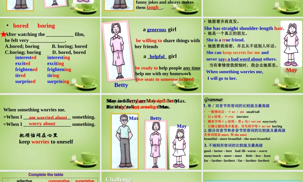 浙江师范大学附属中学八年级英语上册 Unit 1 Friends复习课件.ppt