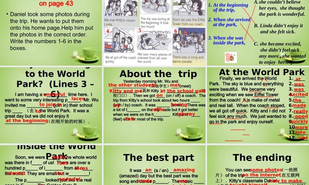 浙江师范大学附属中学八年级英语上册 Unit 3 A day out（第2课时）课件.ppt