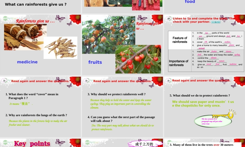 重庆市涪陵区中峰初级中学八年级英语上册 Unit 4 Our World Topic 1 Which do you like better, plants or animals Section C课件 （新版）仁爱版.ppt