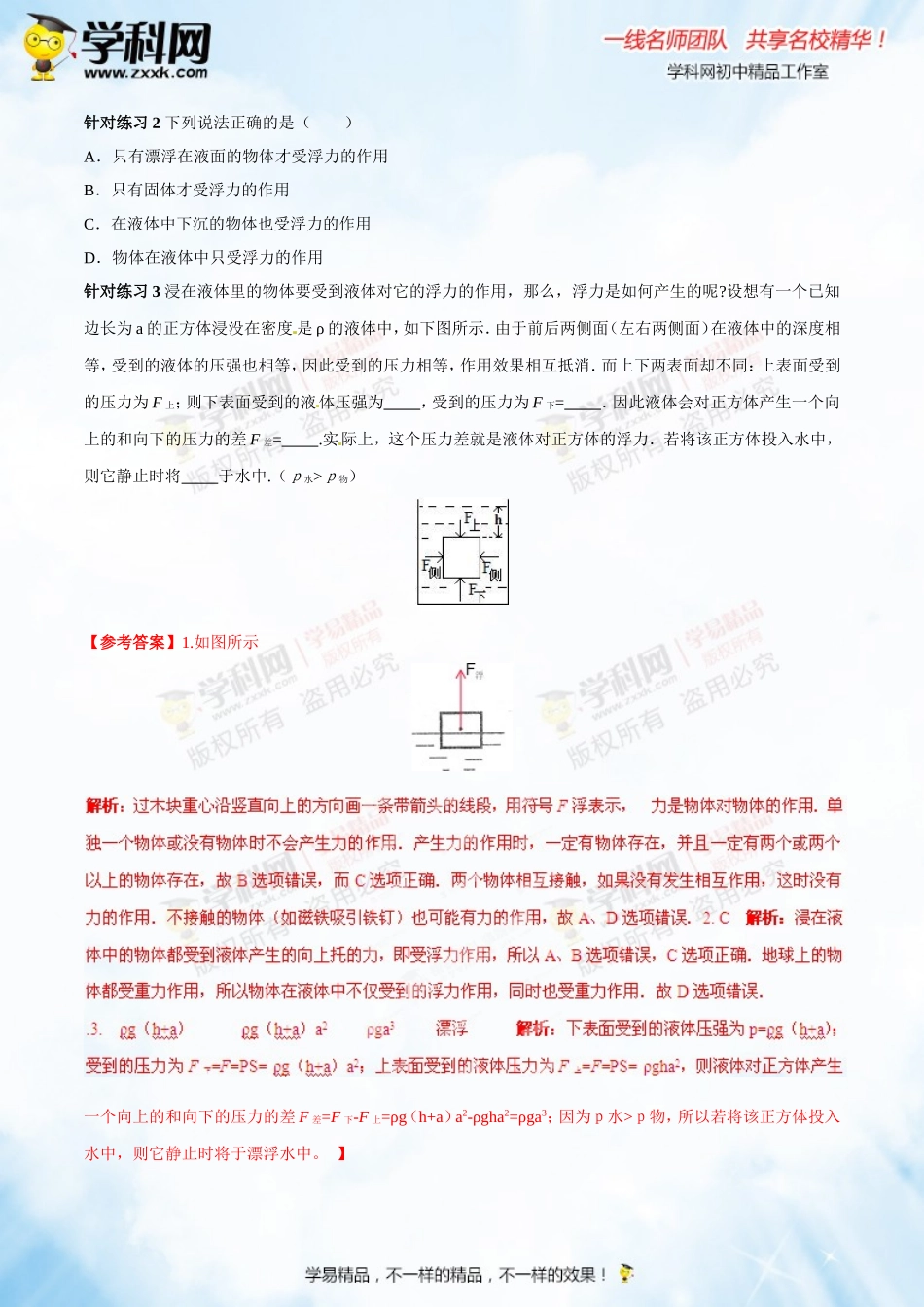 专题8.1 浮力 物体沉浮的条件（讲练）-2016年中考物理一轮复习讲练测课课通（解析版）.doc_第2页