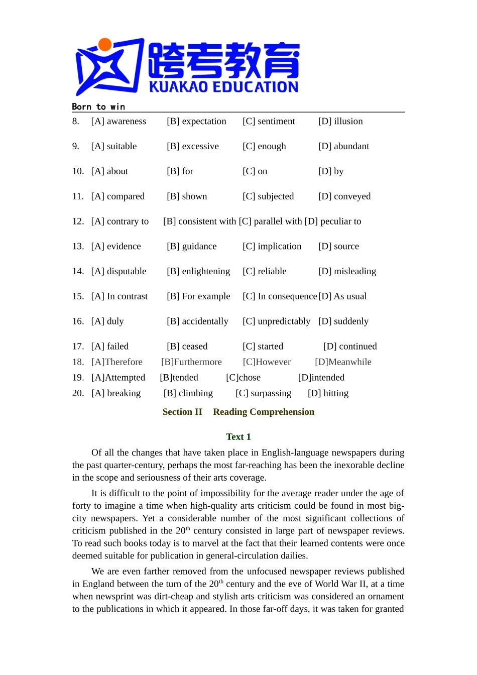 2010年全国硕士研究生入学统一考试英语一试题及解析.doc_第2页